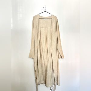 Cream Linen blend long cardigan